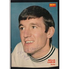 Autographed portrait of the former Derby County footballer Willie Carlin. 
